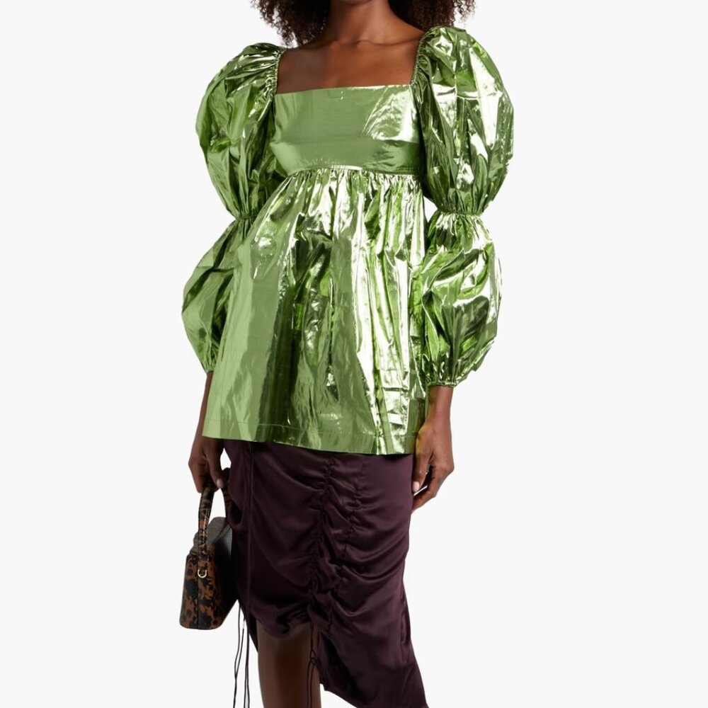 Rejina Pyo Kayla Gathered Lamé Top NWT size US 6